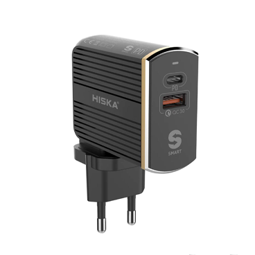  شارژر دیواری هیسکا مدل H114PD به همراه کابل تبدیل USB-C-مشکی