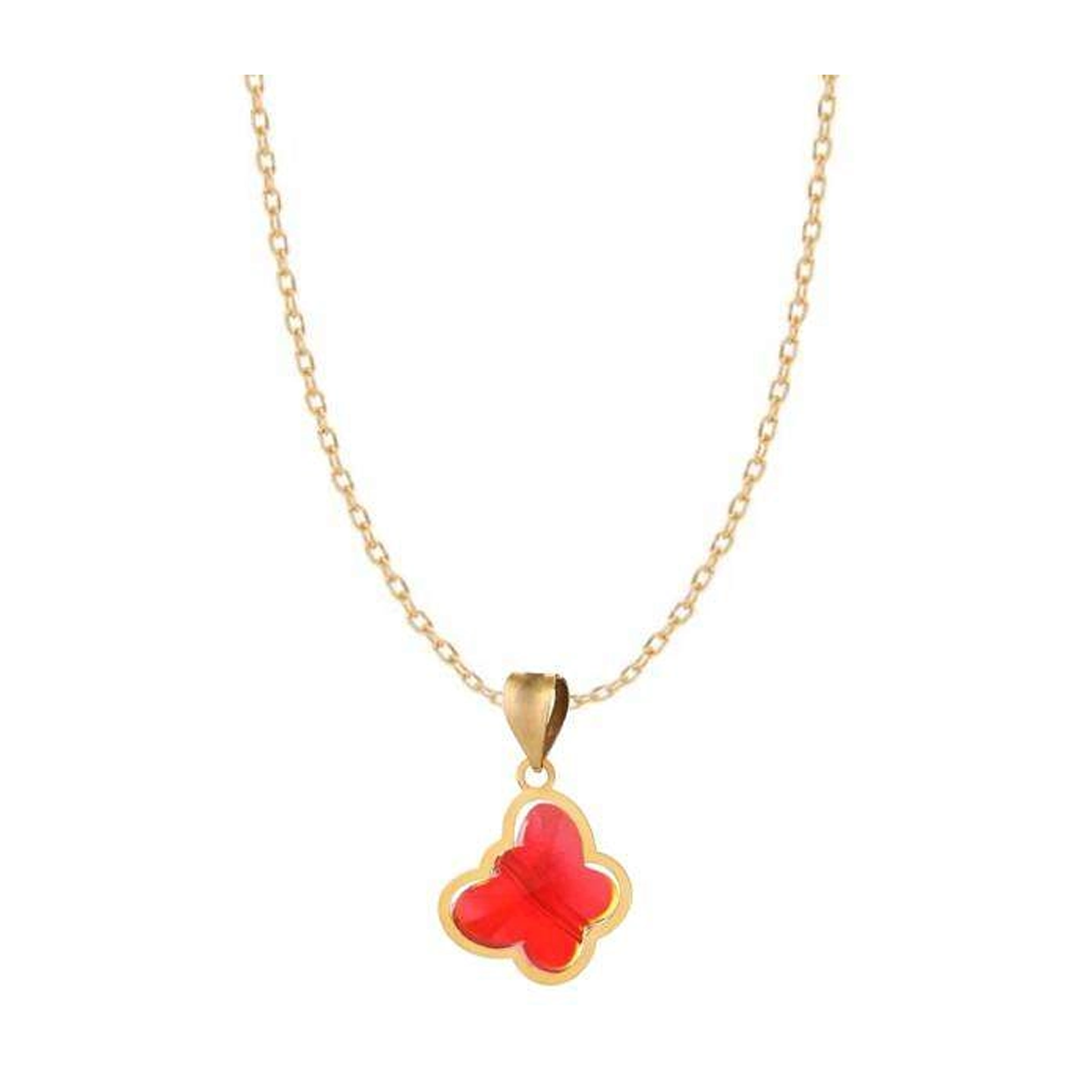 گردنبند طلا زنانه طرح پروانه سواروسکی قرمز اپال گلد کد sh0306-0.72 گردنبند طلا زنانه طرح پروانه سواروسکی قرمز اپال گلد کد sh0306-0.72