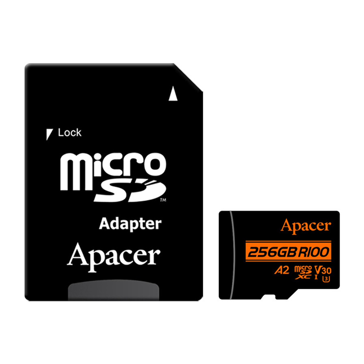 کارت حافظه microSDXC اپیسر مدل Rioo A2 V30 استاندارد UHS-I U3 ظرفیت 256 گیگابایت به همراه آداپتور SD