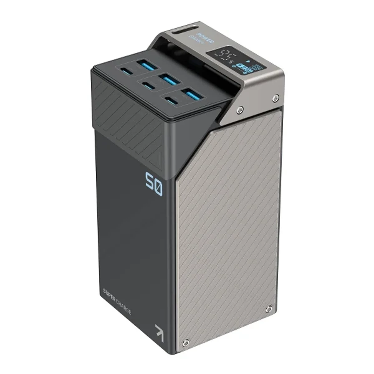 پاوربانک پاورولوجی مدل PPBCHA68 ظرفیت 50000 میلی آمپر ساعت 65 وات-نقرهای پاوربانک پاورولوجی مدل PPBCHA68 ظرفیت 50000 میلی آمپر ساعت 65 وات-نقرهای