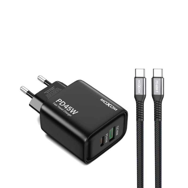 شارژر دیواری موکسوم مدل S24 ULTRA توان 45 وات به همراه کابل USB-C شارژر دیواری موکسوم مدل S24 ULTRA توان 45 وات به همراه کابل USB-C