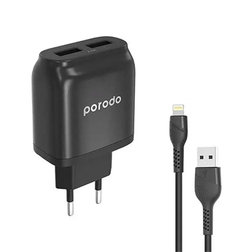 شارژر دیواری پرودو مدل PD-0203LEU به همراه کابل تبدیل Lightning شارژر دیواری پرودو مدل PD-0203LEU به همراه کابل تبدیل Lightning