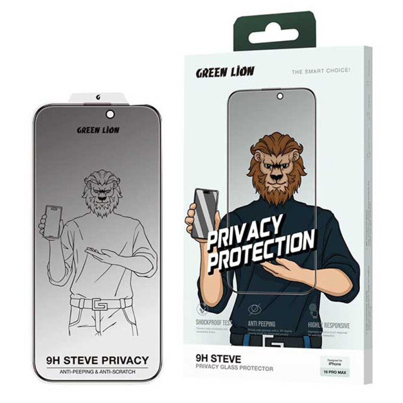 محافظ صفحه نمایش حریم شخصی گرین لاین مدل 9H Steve privacy مناسب برای گوشی موبایل اپل iphone 16 pro max محافظ صفحه نمایش حریم شخصی گرین لاین مدل 9H Steve privacy مناسب برای گوشی موبایل اپل iphone 16 pro max