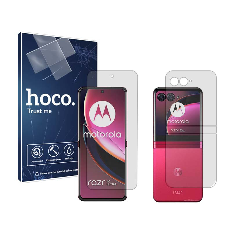 محافظ صفحه نمایش شفاف هوکو مدل Resistant مناسب برای گوشی موبایل موتورولا Razr 40 Ultra به همراه محافظ پشت گوشی محافظ صفحه نمایش شفاف هوکو مدل Resistant مناسب برای گوشی موبایل موتورولا Razr 40 Ultra به همراه محافظ پشت گوشی