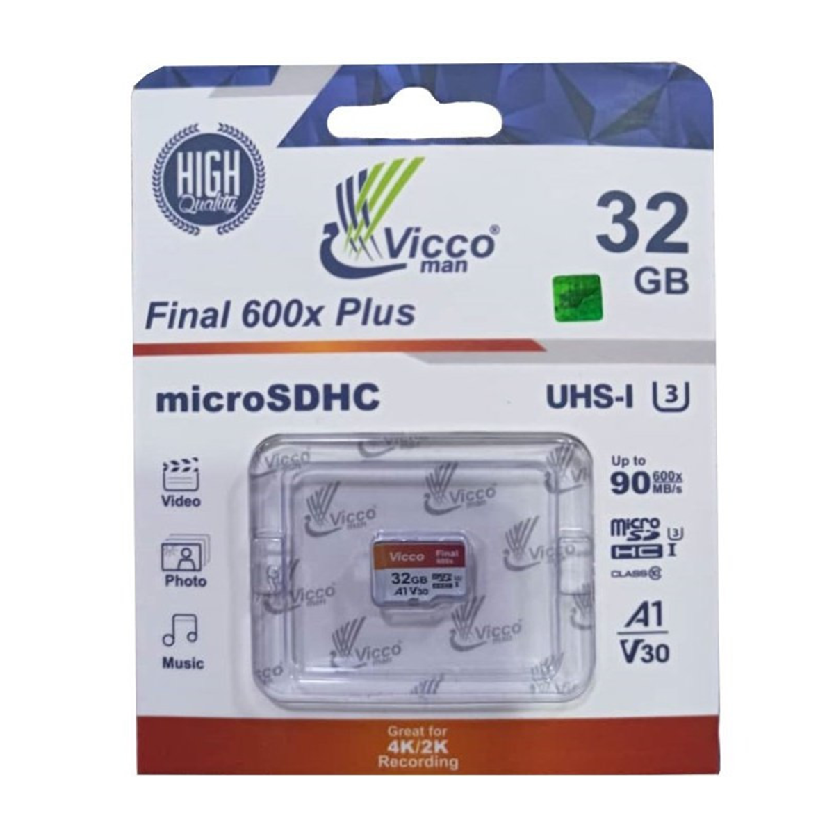 کارت حافظه microSDHC ویکومن مدل Final 600X Plus کلاس 10 استاندارد UHS-I U3 V30 سرعت 90MBps ظرفیت 32 گیگابایت کارت حافظه microSDHC ویکومن مدل Final 600X Plus کلاس 10 استاندارد UHS-I U3 V30 سرعت 90MBps ظرفیت 32 گیگابایت