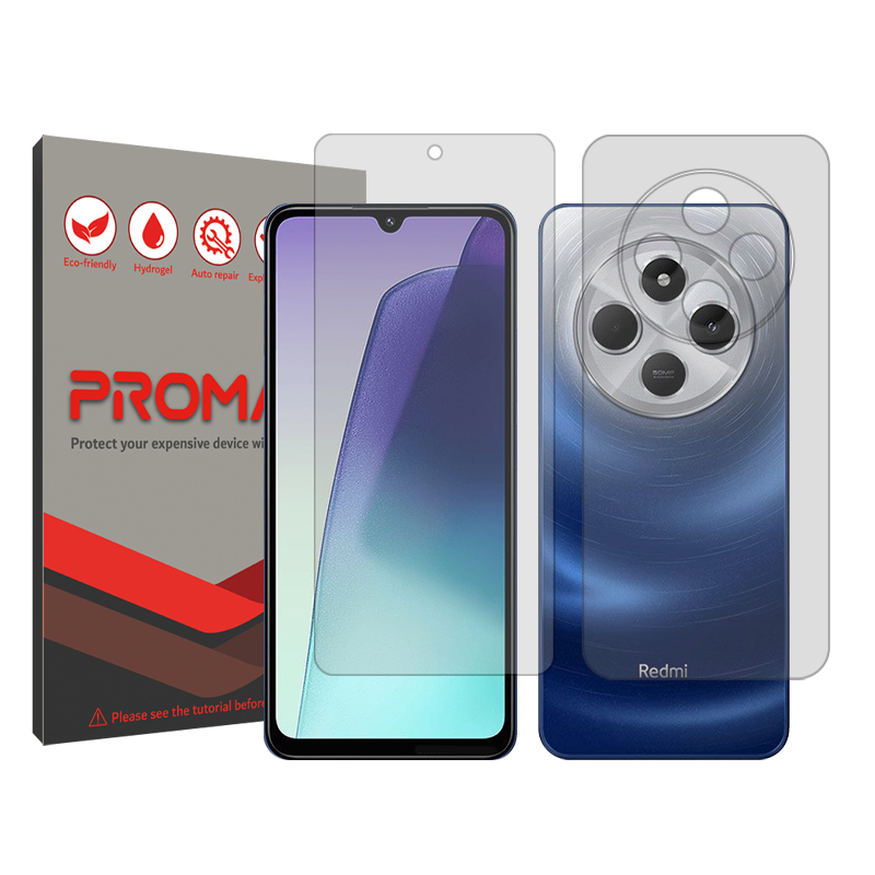 محافظ صفحه نمایش شفاف پرومیت مدل Resistant مناسب برای گوشی موبایل شیائومی Redmi 14C به همراه محافظ پشت گوشی محافظ صفحه نمایش شفاف پرومیت مدل Resistant مناسب برای گوشی موبایل شیائومی Redmi 14C به همراه محافظ پشت گوشی