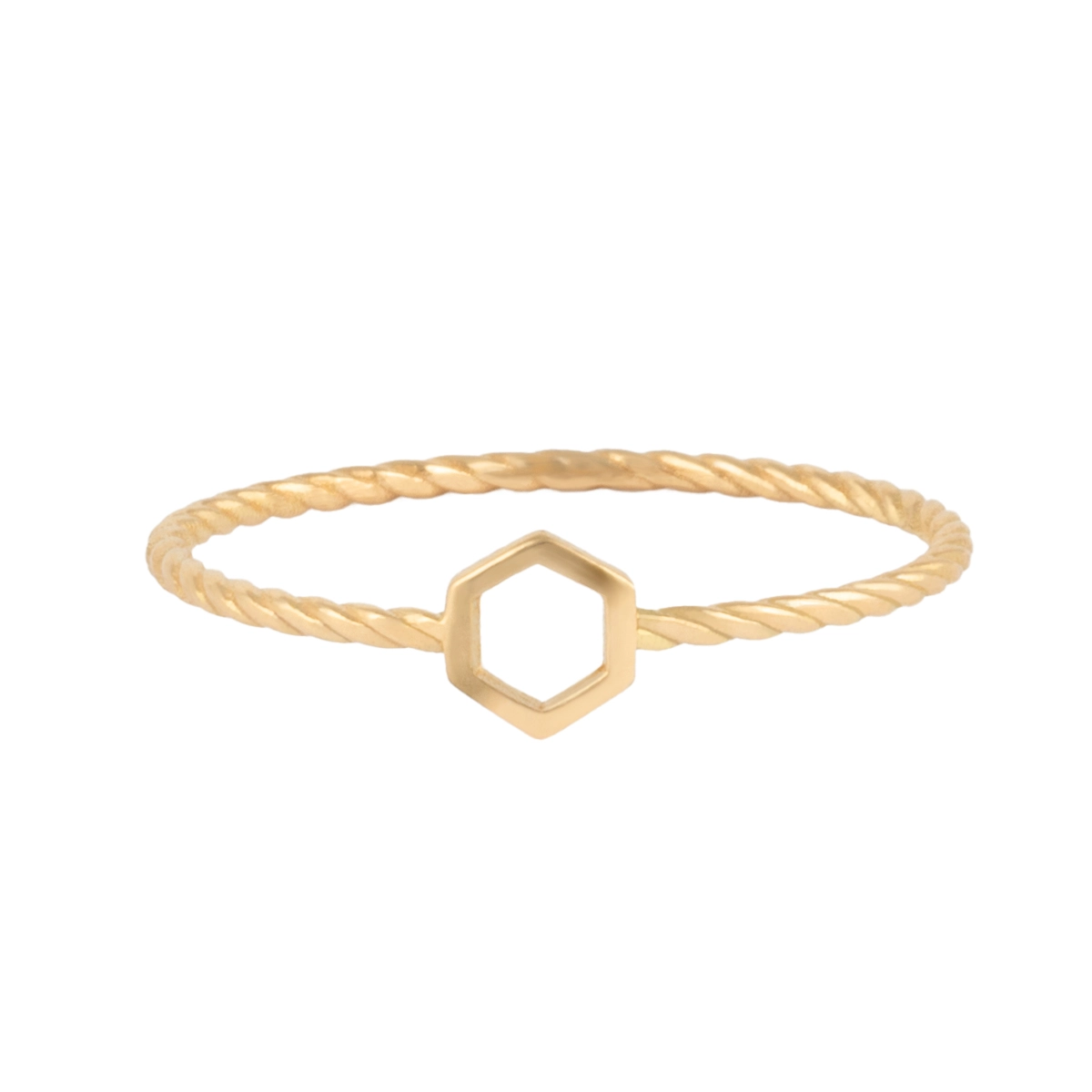 انگشتر طلا 18 عیار زنانه بان گالری مدل طنابی هگزا توخالی-0.61 انگشتر طلا 18 عیار زنانه بان گالری مدل طنابی هگزا توخالی-0.61