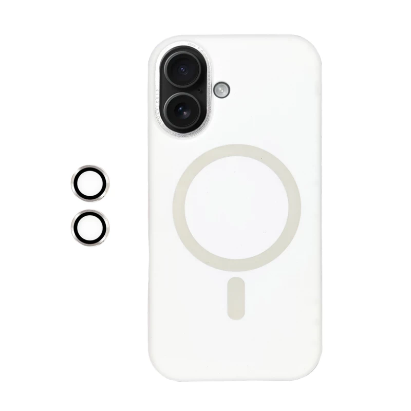 کاور گوشی اپل iPhone 16 مدل سیلیکونی کد 01 به همراه محافظ لنز-سفید کاور گوشی اپل iPhone 16 مدل سیلیکونی کد 01 به همراه محافظ لنز-سفید