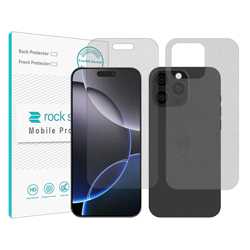 محافظ صفحه نمایش مات راک اسپیس مدل Shield مناسب برای گوشی موبایل اپل iPhone 16 Pro به همراه محافظ پشت گوشی محافظ صفحه نمایش مات راک اسپیس مدل Shield مناسب برای گوشی موبایل اپل iPhone 16 Pro به همراه محافظ پشت گوشی