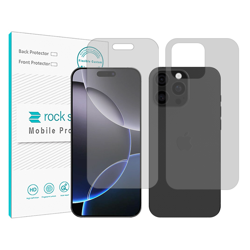 محافظ صفحه نمایش شفاف راک اسپیس مدل Shield مناسب برای گوشی موبایل اپل iPhone 16 Pro به همراه محافظ پشت گوشی محافظ صفحه نمایش شفاف راک اسپیس مدل Shield مناسب برای گوشی موبایل اپل iPhone 16 Pro به همراه محافظ پشت گوشی