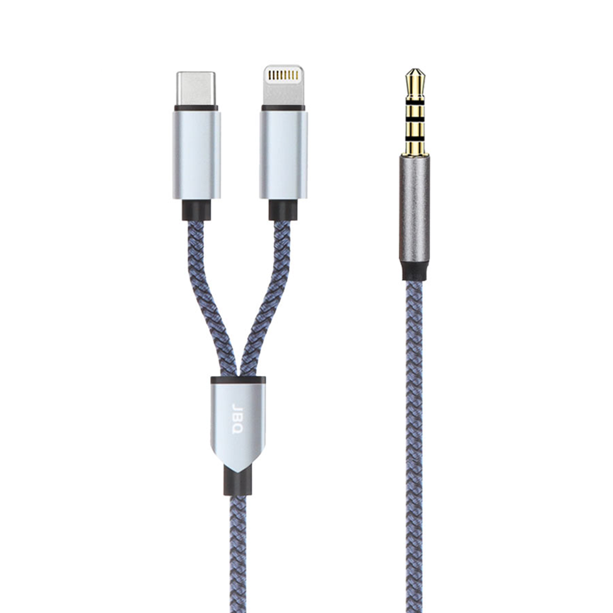 کابل AUX به تایپ سی و لایتنینگ جی بی کیو مدل AX-21 طول 1.2 متر-آبی کابل AUX به تایپ سی و لایتنینگ جی بی کیو مدل AX-21 طول 1.2 متر-آبی