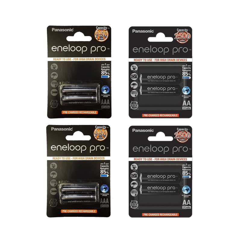 باتری قلمی و نیم قلمی قابل شارژ پاناسونیک مدل eneloop pro بسته هشت عددی باتری قلمی و نیم قلمی قابل شارژ پاناسونیک مدل eneloop pro بسته هشت عددی