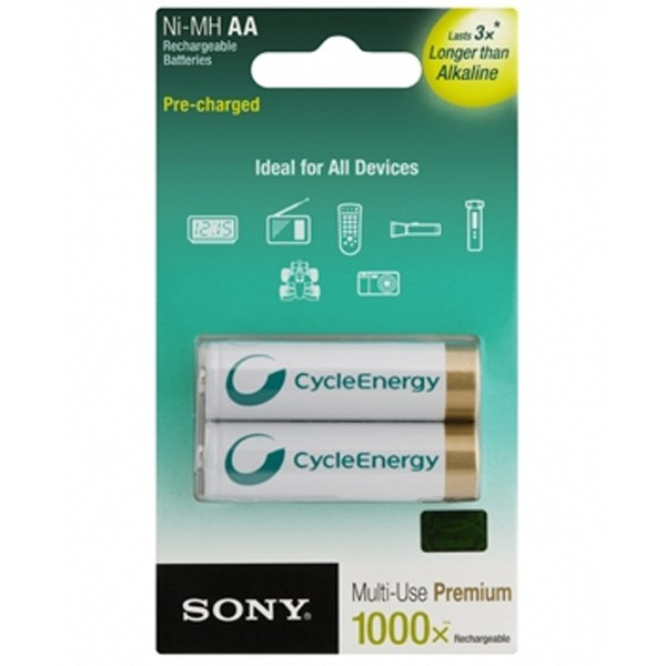 باتری قلمی قابل شارژ سونی مدل NH-AA-B2KN با ظرفیت 2100 میلی آمپر ساعت بسته 2 عددی باتری قلمی قابل شارژ سونی مدل NH-AA-B2KN با ظرفیت 2100 میلی آمپر ساعت بسته 2 عددی