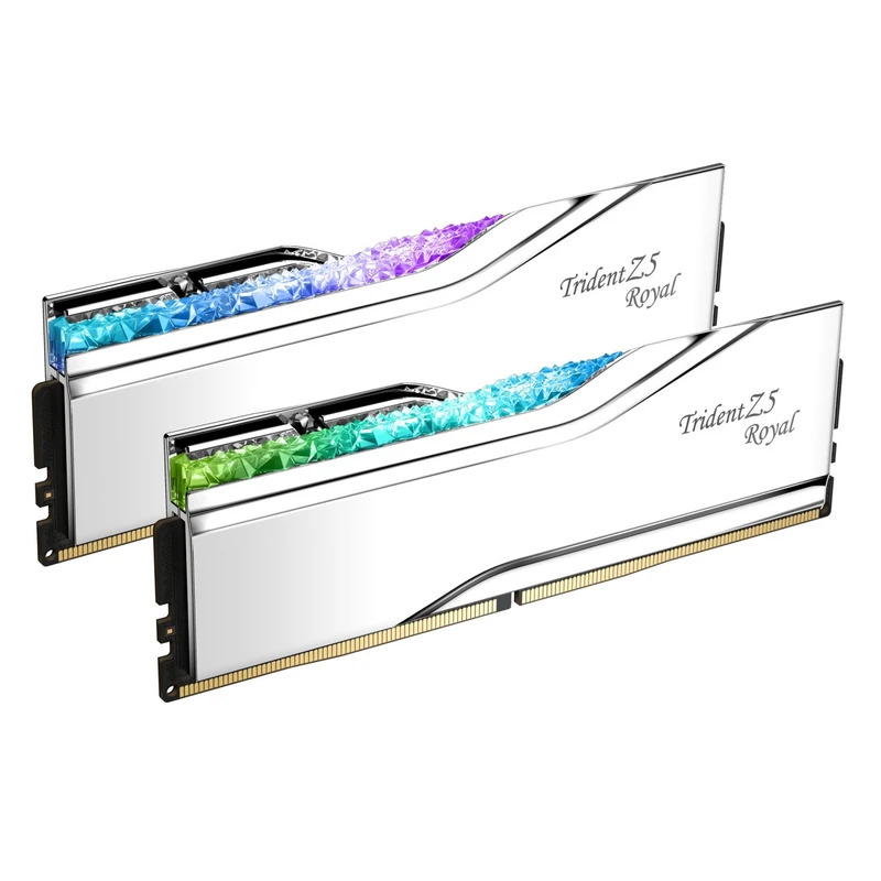 رم دسکتاپ جی اسکیل دوکاناله 6400مگاهرتز CL32 مدل TRIDENT Z5 ROYAL SILVER ظرفیت 64 گیگابابت رم دسکتاپ جی اسکیل دوکاناله 6400مگاهرتز CL32 مدل TRIDENT Z5 ROYAL SILVER ظرفیت 64 گیگابابت