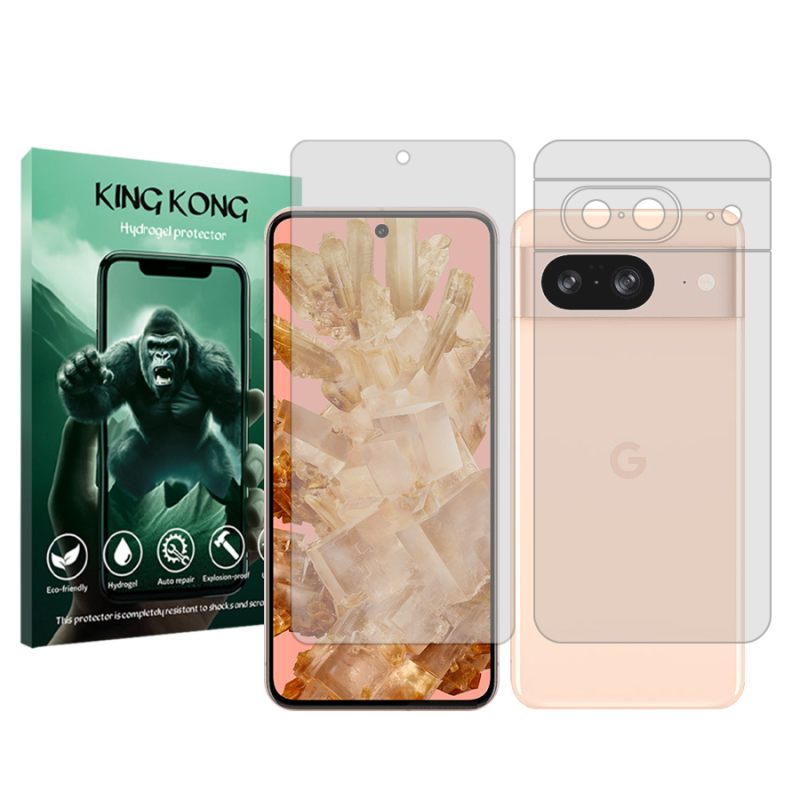 محافظ صفحه نمایش شفاف کینگ کونگ مدل Tough مناسب برای گوشی موبایل گوگل Pixel 8 به همراه محافظ پشت گوشی محافظ صفحه نمایش شفاف کینگ کونگ مدل Tough مناسب برای گوشی موبایل گوگل Pixel 8 به همراه محافظ پشت گوشی