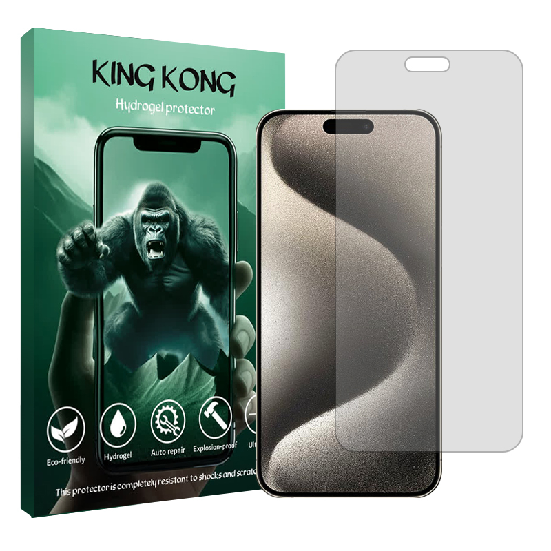 محافظ صفحه نمایش شفاف کینگ کونگ مدل Tough مناسب برای گوشی موبایل اپل iPhone 15 Pro Max محافظ صفحه نمایش شفاف کینگ کونگ مدل Tough مناسب برای گوشی موبایل اپل iPhone 15 Pro Max