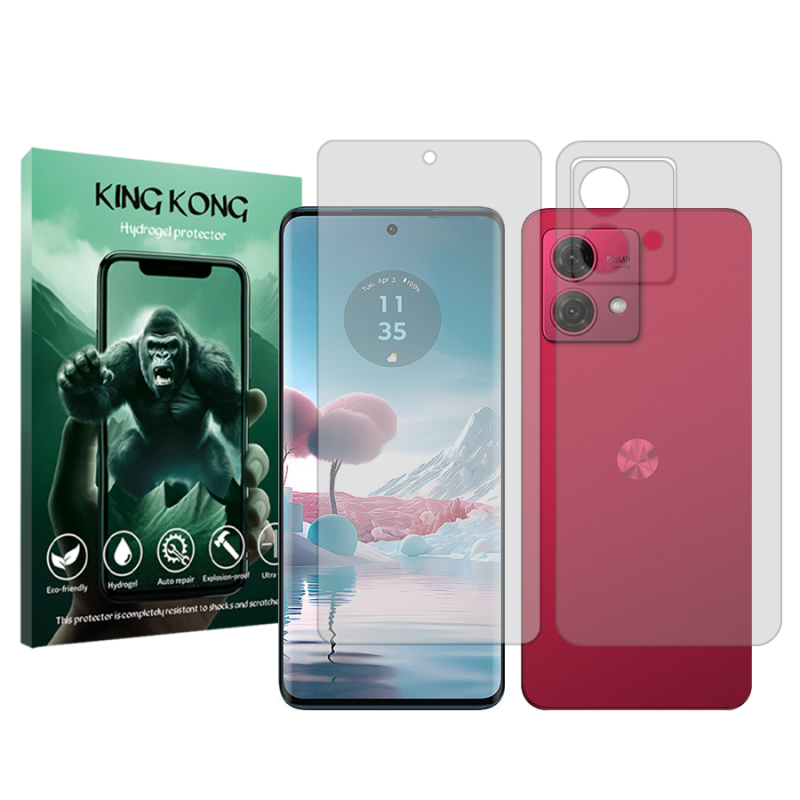 محافظ صفحه نمایش شفاف کینگ کونگ مدل Tough مناسب برای گوشی موبایل موتورولا Moto G84 به همراه محافظ پشت گوشی محافظ صفحه نمایش شفاف کینگ کونگ مدل Tough مناسب برای گوشی موبایل موتورولا Moto G84 به همراه محافظ پشت گوشی