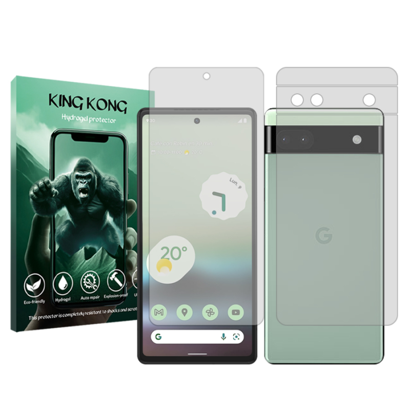 محافظ صفحه نمایش شفاف کینگ کونگ مدل Tough مناسب برای گوشی موبایل گوگل Pixel 6a به همراه محافظ پشت گوشی