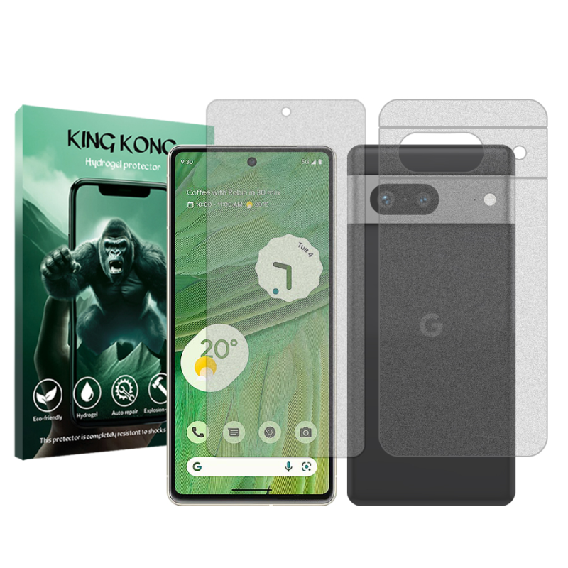 محافظ صفحه نمایش مات کینگ کونگ مدل Tough مناسب برای گوشی موبایل گوگل Pixel 7 به همراه محافظ پشت گوشی محافظ صفحه نمایش مات کینگ کونگ مدل Tough مناسب برای گوشی موبایل گوگل Pixel 7 به همراه محافظ پشت گوشی