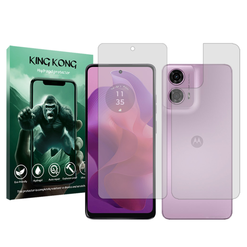 محافظ صفحه نمایش شفاف کینگ کونگ مدل Tough مناسب برای گوشی موبایل موتورولا Moto G24 به همراه محافظ پشت گوشی محافظ صفحه نمایش شفاف کینگ کونگ مدل Tough مناسب برای گوشی موبایل موتورولا Moto G24 به همراه محافظ پشت گوشی