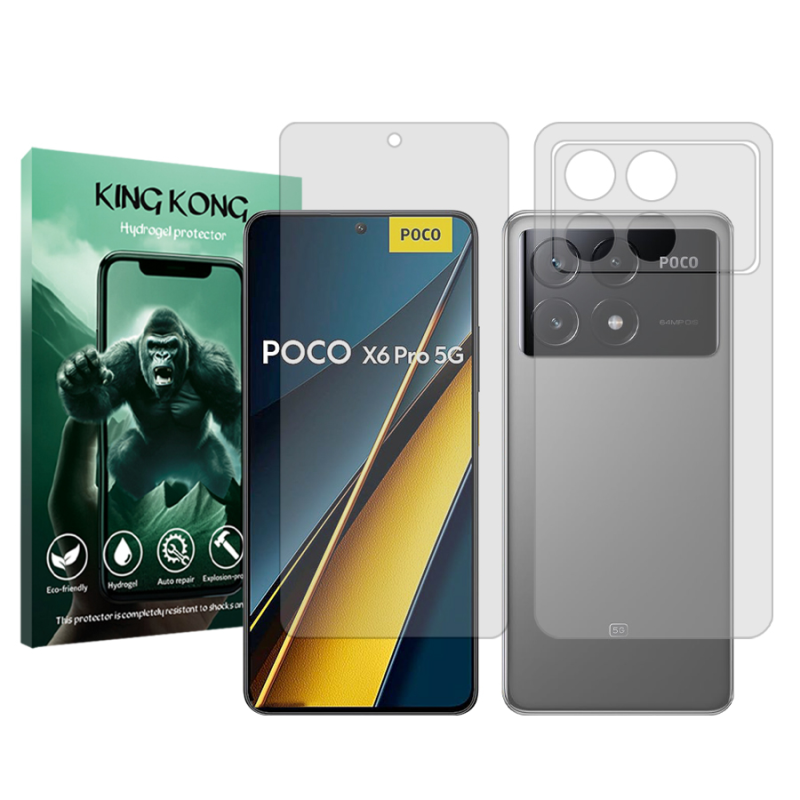 محافظ صفحه نمایش شفاف کینگ کونگ مدل Tough مناسب برای گوشی موبایل شیائومی Poco X6 Pro به همراه محافظ پشت گوشی محافظ صفحه نمایش شفاف کینگ کونگ مدل Tough مناسب برای گوشی موبایل شیائومی Poco X6 Pro به همراه محافظ پشت گوشی