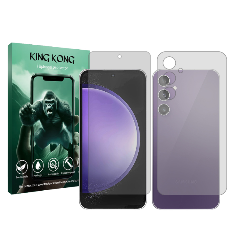 محافظ صفحه نمایش شفاف گوشی سامسونگ Galaxy S23 FE کینگ کونگ مدل To‌ugh به همراه محافظ پشت گوشی