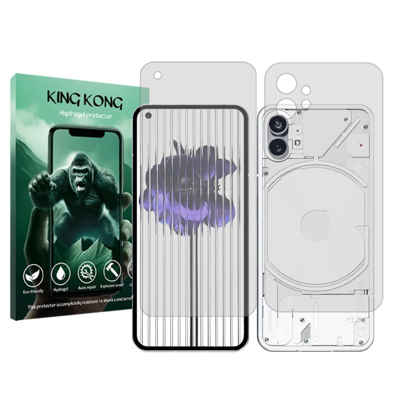 محافظ صفحه نمایش شفاف کینگ کونگ مدل Tough مناسب برای گوشی موبایل ناتینگ Phone 1 به همراه محافظ پشت گوشی محافظ صفحه نمایش شفاف کینگ کونگ مدل Tough مناسب برای گوشی موبایل ناتینگ Phone 1 به همراه محافظ پشت گوشی