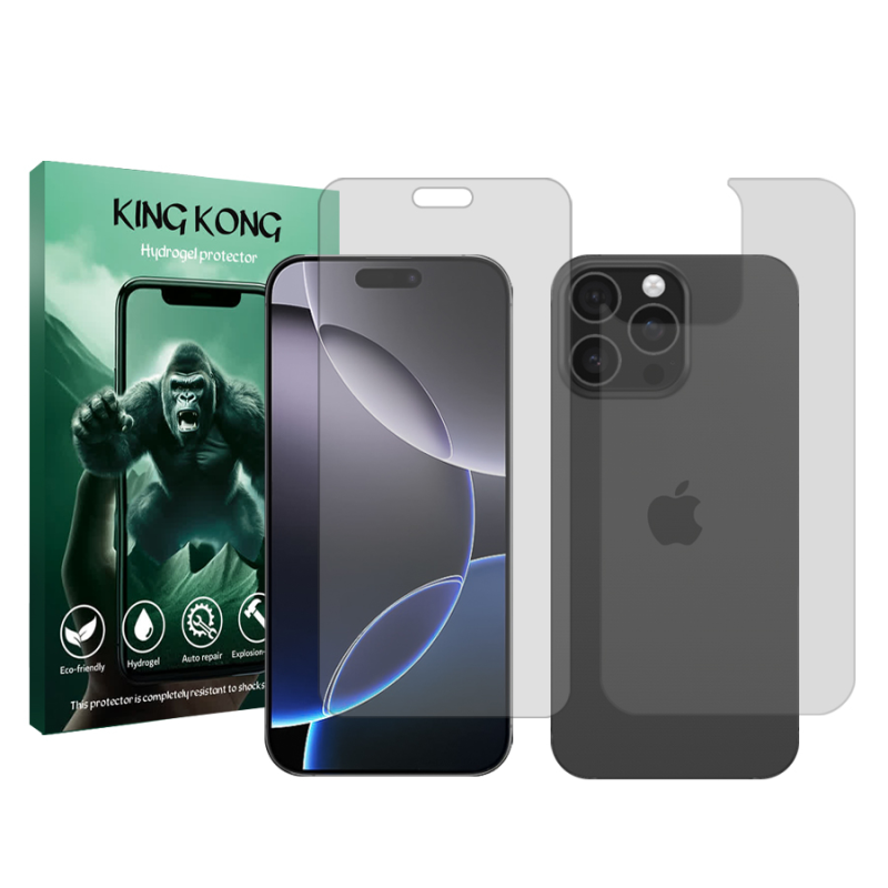 محافظ صفحه نمایش شفاف کینگ کونگ مدل Tough مناسب برای گوشی موبایل اپل iPhone 16 Pro Max به همراه محافظ پشت گوشی محافظ صفحه نمایش شفاف کینگ کونگ مدل Tough مناسب برای گوشی موبایل اپل iPhone 16 Pro Max به همراه محافظ پشت گوشی