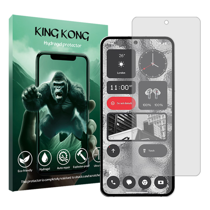 محافظ صفحه نمایش شفاف کینگ کونگ مدل Tough مناسب برای گوشی موبایل ناتینگ Phone 2 محافظ صفحه نمایش شفاف کینگ کونگ مدل Tough مناسب برای گوشی موبایل ناتینگ Phone 2