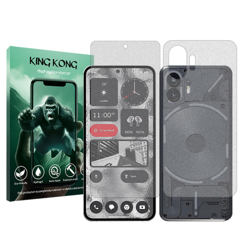 محافظ صفحه نمایش مات کینگ کونگ مدل Tough مناسب برای گوشی موبایل ناتینگ Phone 2 به همراه محافظ پشت گوشی