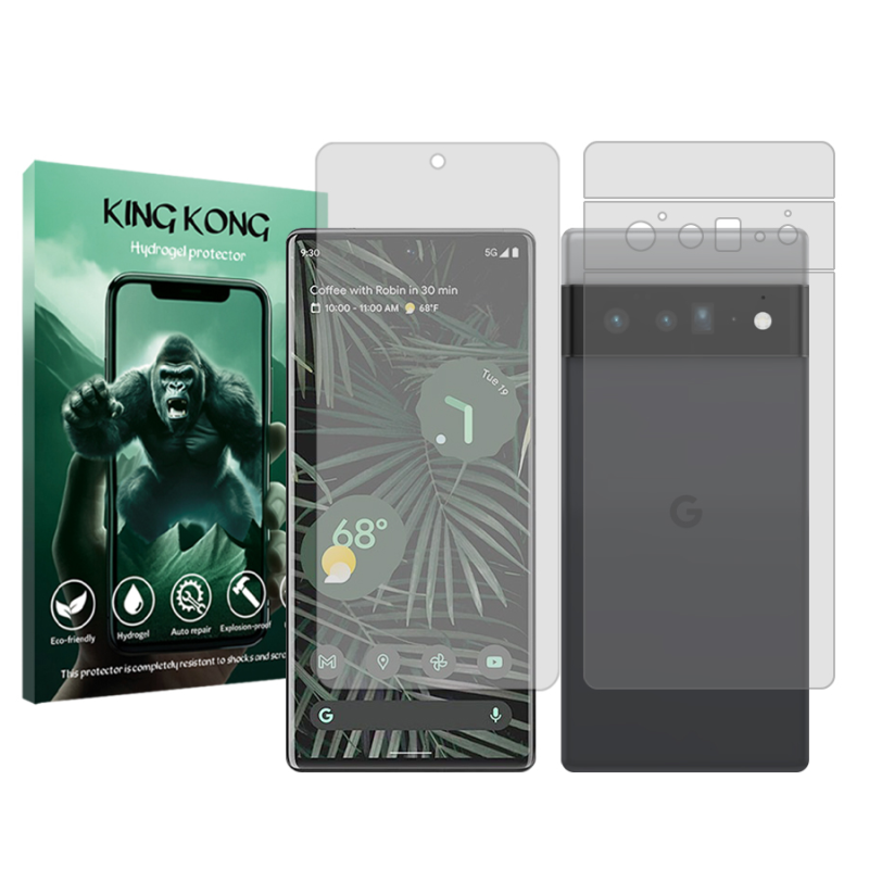 محافظ صفحه نمایش شفاف کینگ کونگ مدل Tough مناسب برای گوشی موبایل گوگل Pixel 6 Pro  به همراه محافظ پشت گوشی