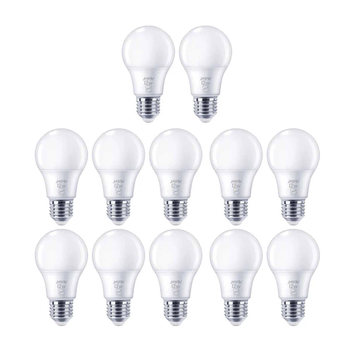 لامپ LED حبابی 12 وات بورسر مدل A65 پایه E27 پک 12 عدد