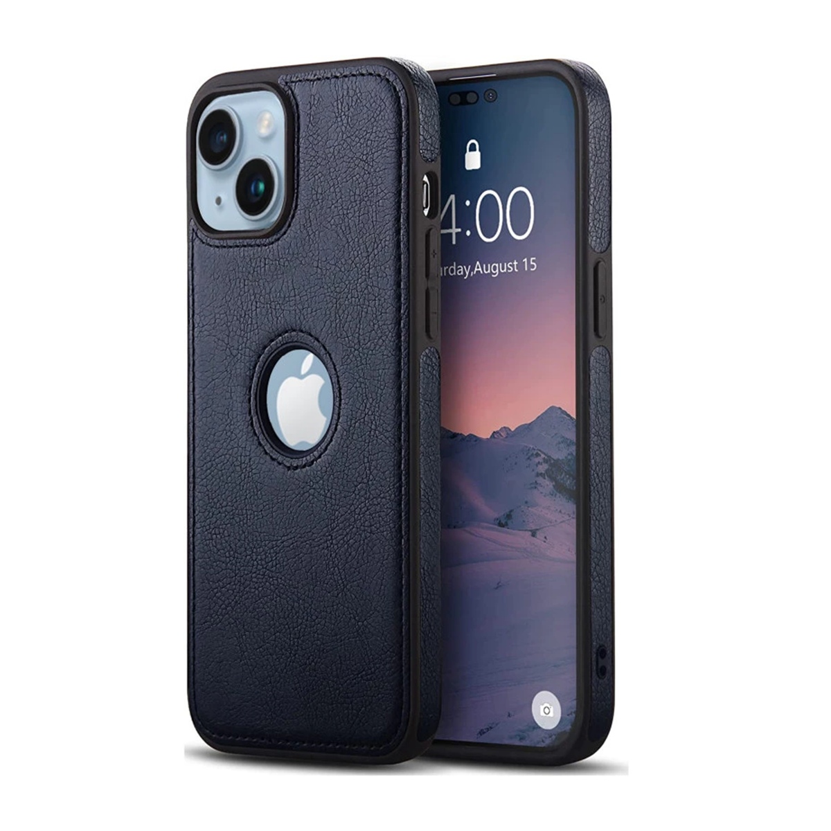 کاور گوشی اپل IPhone 14 Plus اپیکوی مدل Luxury-Leather-سرمه‌ای