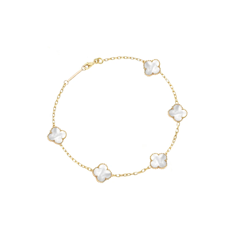 دستبند طلا 18 عیار زنانه کامک مدل گل 5 تایی دستبند طلا 18 عیار زنانه کامک مدل گل 5 تایی