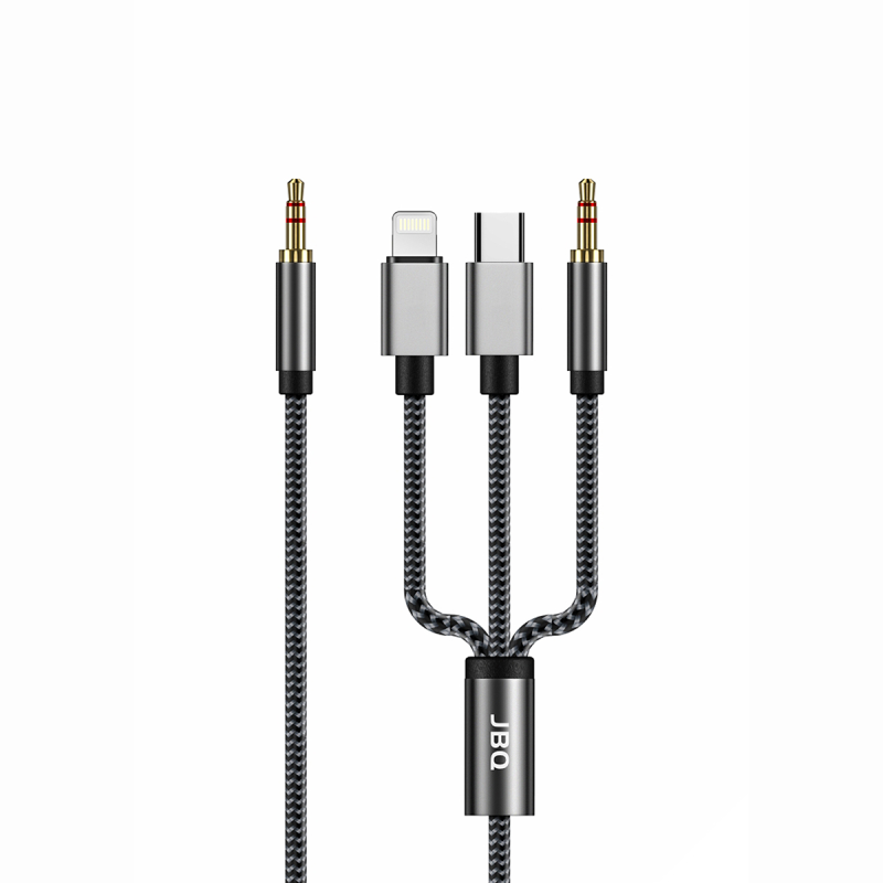 کابل تبدیل AUX به لایتنینگ - USB-C - AUX جی بی کیو مدل AX-31 طول 1.2 متر