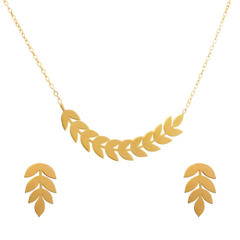 نیم ست طلا 18 عیار زنانه کامک مدل برگ گندمی نیم ست طلا 18 عیار زنانه کامک مدل برگ گندمی