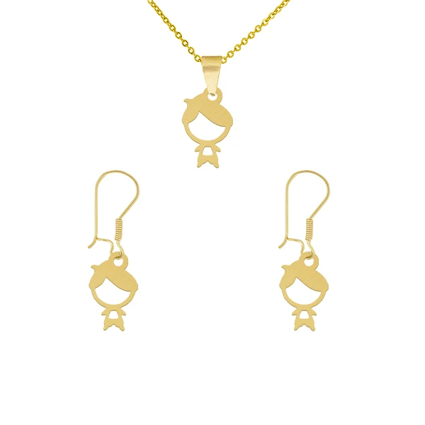 نیم ست طلا 18 عیار زنانه کامک مدل پسرک نیم ست طلا 18 عیار زنانه کامک مدل پسرک