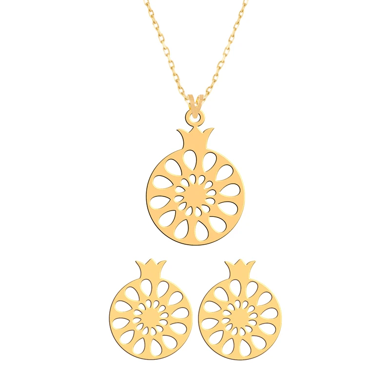 نیم ست طلا 18 عیار زنانه کامک مدل انار نیم ست طلا 18 عیار زنانه کامک مدل انار