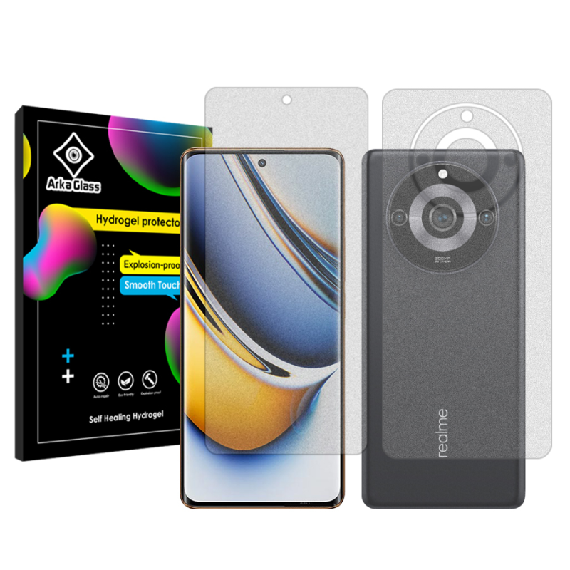 محافظ صفحه نمایش مات آرکا گلس مدل Tough مناسب برای گوشی موبایل ریلمی 11 Pro Plus به همراه محافظ پشت گوشی