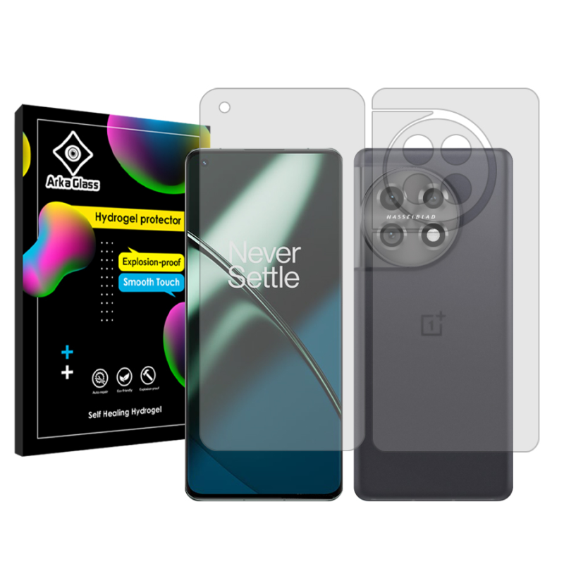 محافظ صفحه نمایش شفاف آرکا گلس مدل Tough مناسب برای گوشی موبایل وان پلاس 11 به همراه محافظ پشت گوشی