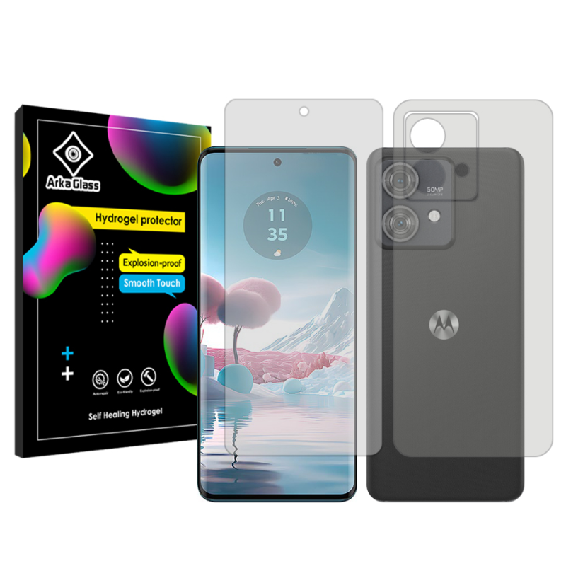 محافظ صفحه نمایش شفاف آرکا گلس مدل Tough مناسب برای گوشی موبایل موتورولا Edge 40 Neo به همراه محافظ پشت گوشی