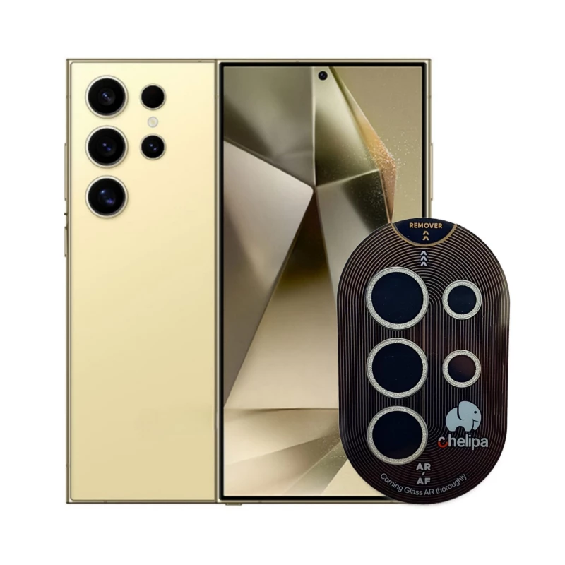 محافظ لنز دوربین گوشی سامسونگ Galaxy S24 Ultra چلیپا مدل shine-طلایی محافظ لنز دوربین گوشی سامسونگ Galaxy S24 Ultra چلیپا مدل shine-طلایی