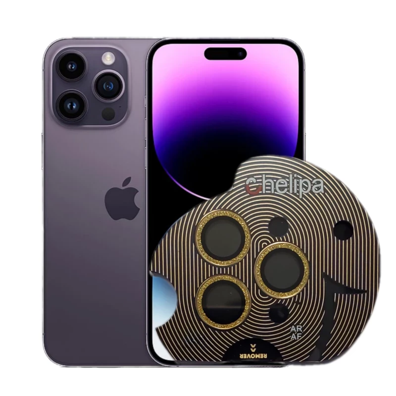 محافظ لنز دوربین گوشی اپل iPhone 14 Pro Max چلیپا مدل shine-تیتانیوم