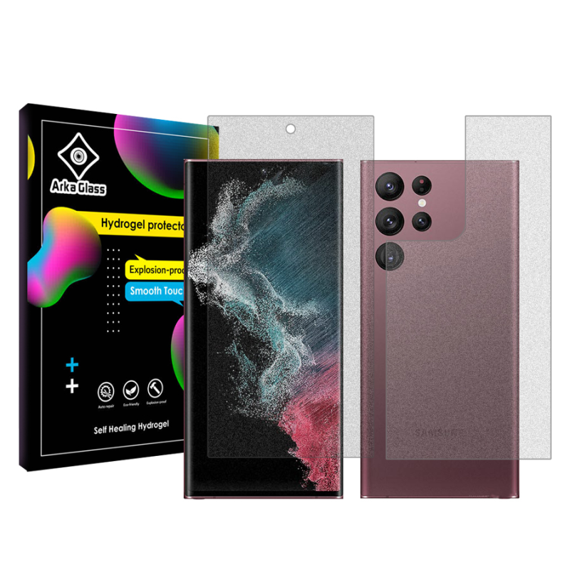محافظ صفحه نمایش مات آرکا گلس مدل Tough مناسب برای گوشی موبایل سامسونگ Galaxy S22 Ultra 5G به همراه محافظ پشت گوشی محافظ صفحه نمایش مات آرکا گلس مدل Tough مناسب برای گوشی موبایل سامسونگ Galaxy S22 Ultra 5G به همراه محافظ پشت گوشی