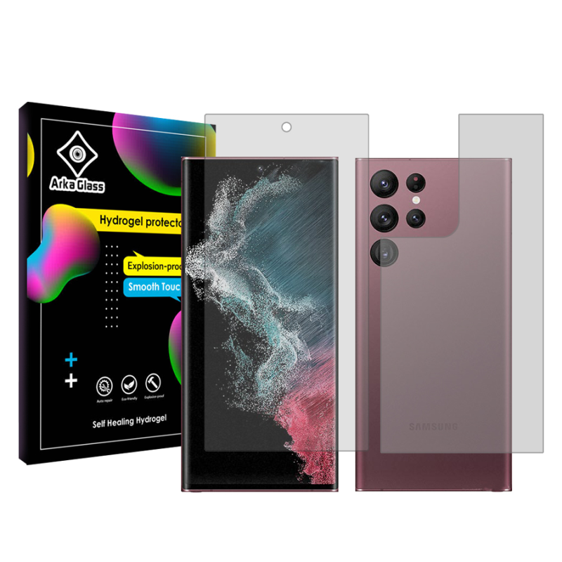 محافظ صفحه نمایش شفاف آرکا گلس مدل Tough مناسب برای گوشی موبایل سامسونگ Galaxy S22 Ultra 5G به همراه محافظ پشت گوشی محافظ صفحه نمایش شفاف آرکا گلس مدل Tough مناسب برای گوشی موبایل سامسونگ Galaxy S22 Ultra 5G به همراه محافظ پشت گوشی