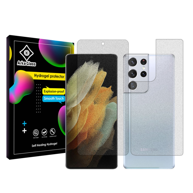 محافظ صفحه نمایش مات آرکا گلس مدل Tough مناسب برای گوشی موبایل سامسونگ Galaxy S21 Ultra 5G به همراه محافظ پشت گوشی محافظ صفحه نمایش مات آرکا گلس مدل Tough مناسب برای گوشی موبایل سامسونگ Galaxy S21 Ultra 5G به همراه محافظ پشت گوشی