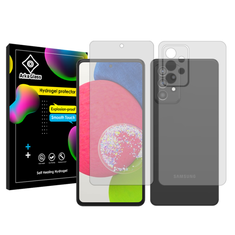 محافظ صفحه نمایش شفاف آرکا گلس مدل Tough مناسب برای گوشی موبایل سامسونگ Galaxy A52s 5G به همراه محافظ پشت گوشی محافظ صفحه نمایش شفاف آرکا گلس مدل Tough مناسب برای گوشی موبایل سامسونگ Galaxy A52s 5G به همراه محافظ پشت گوشی