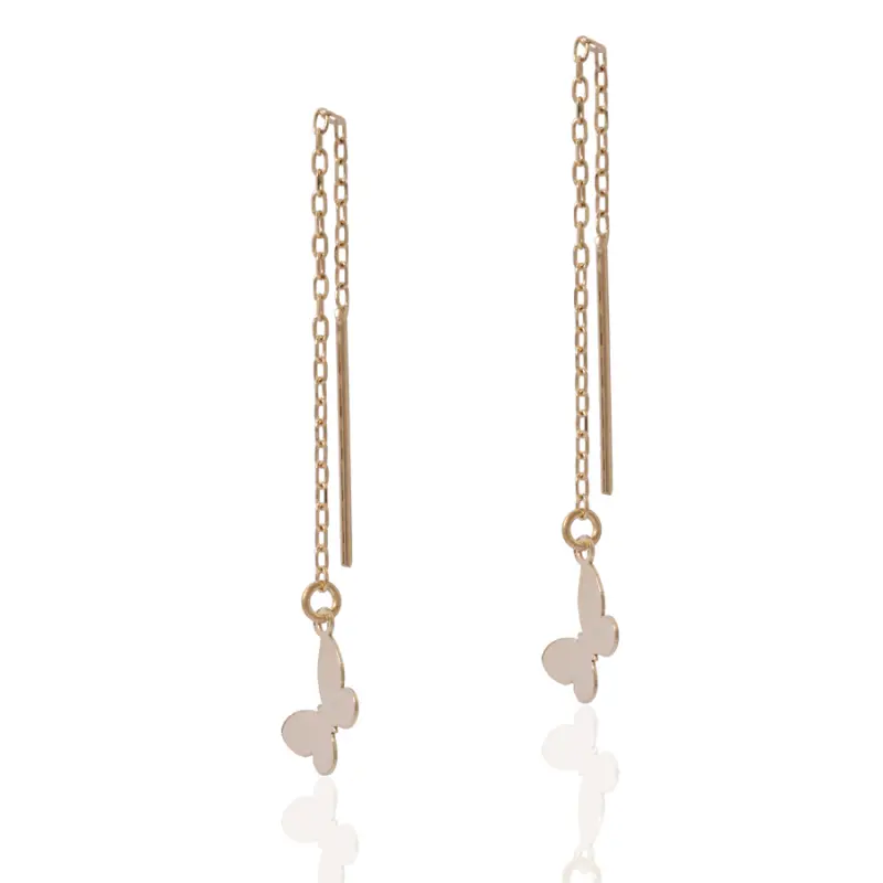 گوشواره طلا زنانه 18 عیار داریم گلد مدل بخیه طرح پروانه کالکشن طاها گوشواره طلا زنانه 18 عیار داریم گلد مدل بخیه طرح پروانه کالکشن طاها