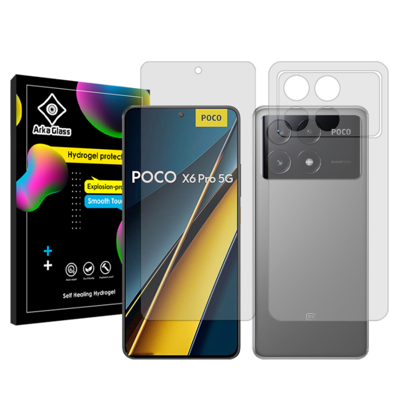محافظ صفحه نمایش شفاف آرکا گلس مدل Tough مناسب برای گوشی موبایل شیائومی Poco X6 Pro به همراه محافظ پشت گوشی محافظ صفحه نمایش شفاف آرکا گلس مدل Tough مناسب برای گوشی موبایل شیائومی Poco X6 Pro به همراه محافظ پشت گوشی