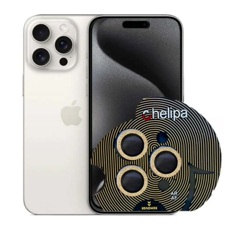 محافظ لنز دوربین گوشی اپل iPhone 15 Pro Max چلیپا مدل shine -طلایی